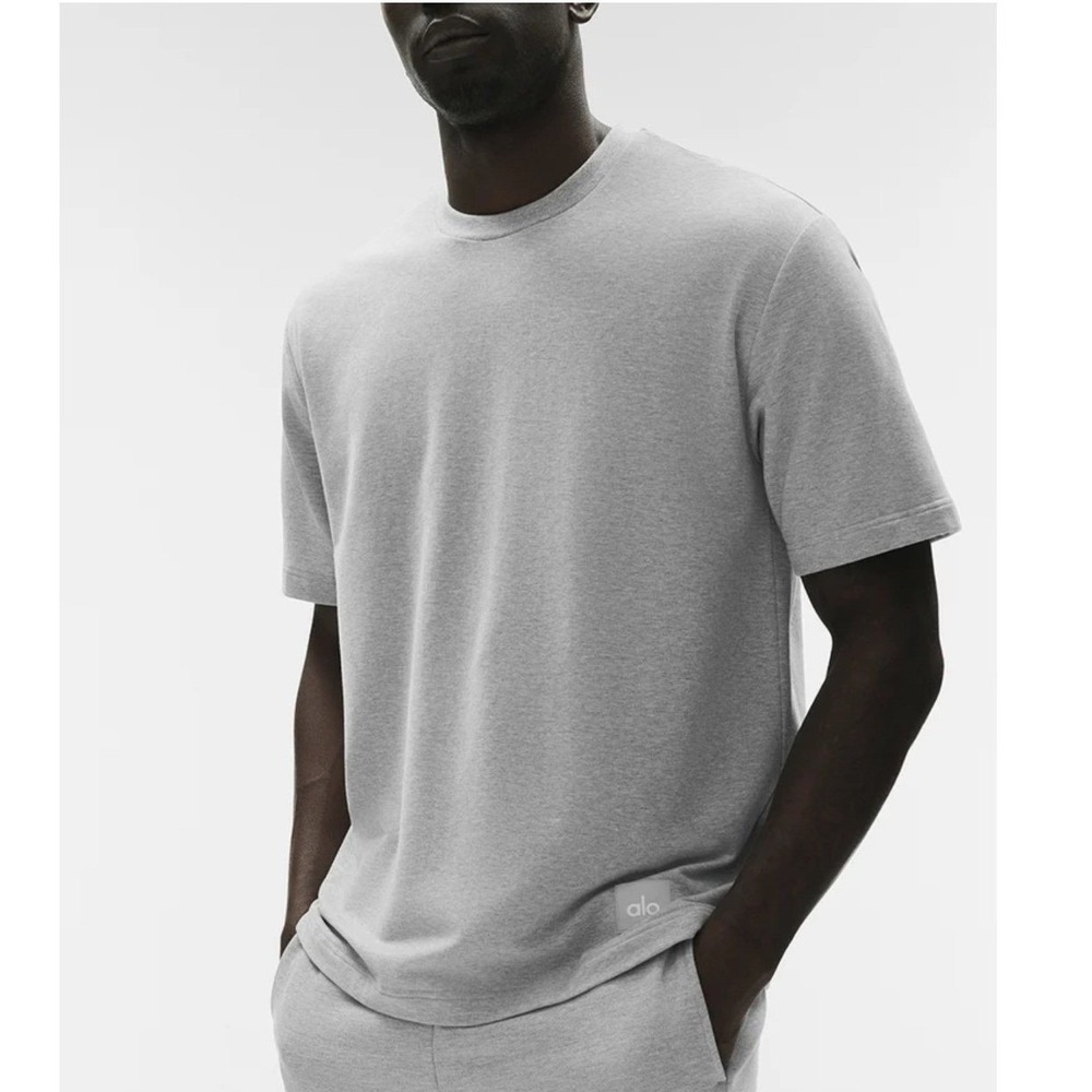 Alo Double Take Short Sleeve Crew Tee Men XL Grey Modal Cotton Oversized Fit